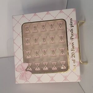 James Burke Collection Pink Bow Push Pins, New-in-Box